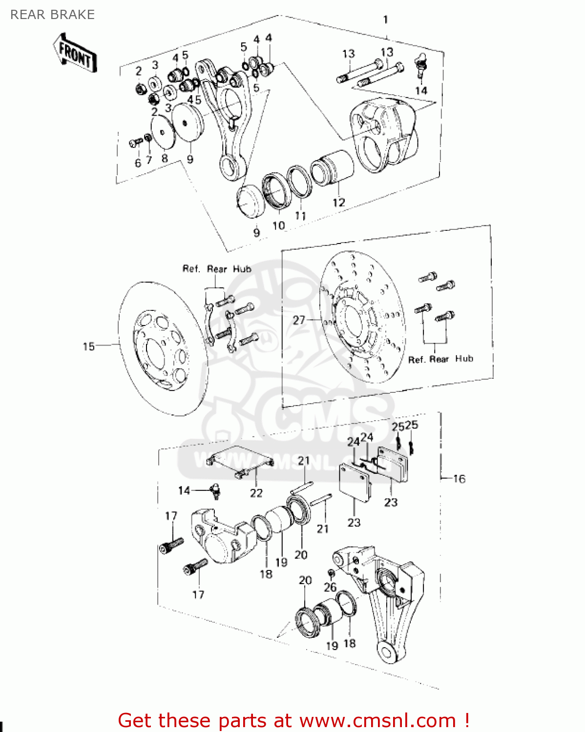 REAR BRAKE KZ650C3 CUSTOM 1979 USA CANADA / MPH KPH