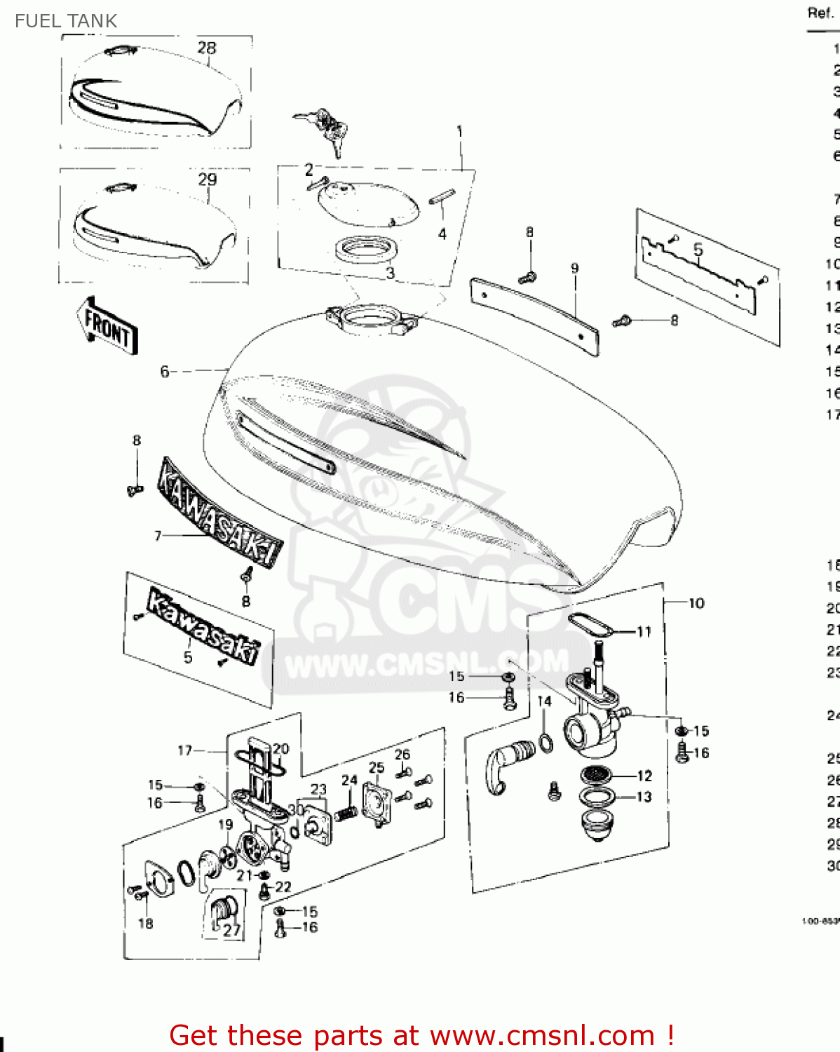 FUEL TANK KZ650C3 CUSTOM 1979 USA CANADA / MPH KPH