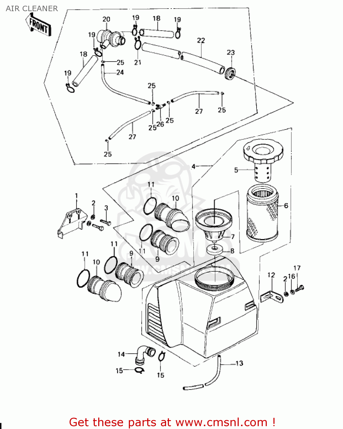 AIR CLEANER KZ650C3 CUSTOM 1979 USA CANADA / MPH KPH