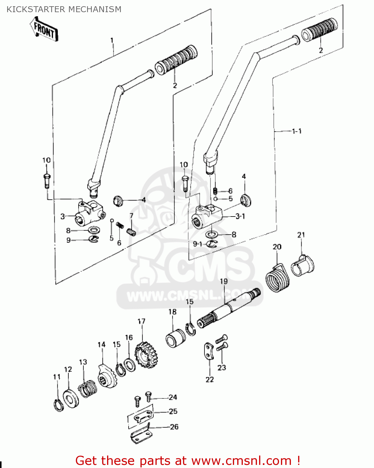 KICKSTARTER MECHANISM KZ650C3 CUSTOM 1979 USA CANADA / MPH KPH