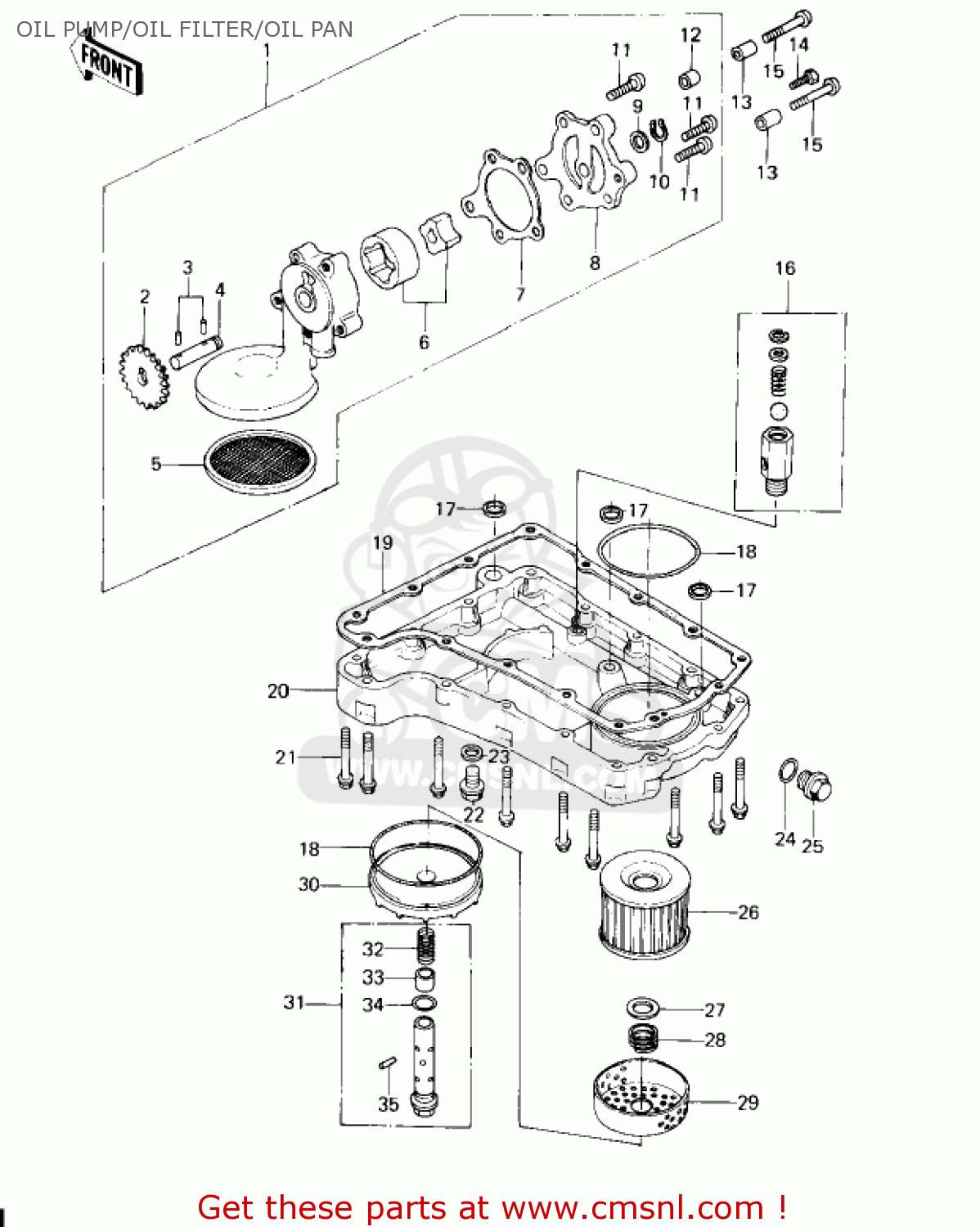 OIL PUMP/OIL FILTER/OIL PAN KZ650C3 CUSTOM 1979 USA CANADA / MPH KPH