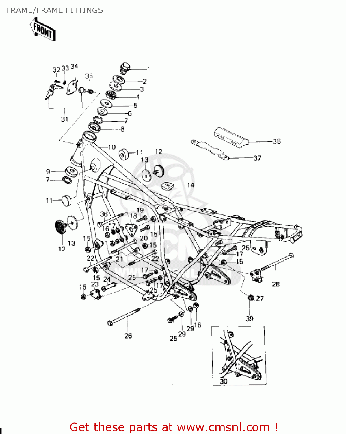 FRAME/FRAME FITTINGS KZ650C3 CUSTOM 1979 USA CANADA / MPH KPH
