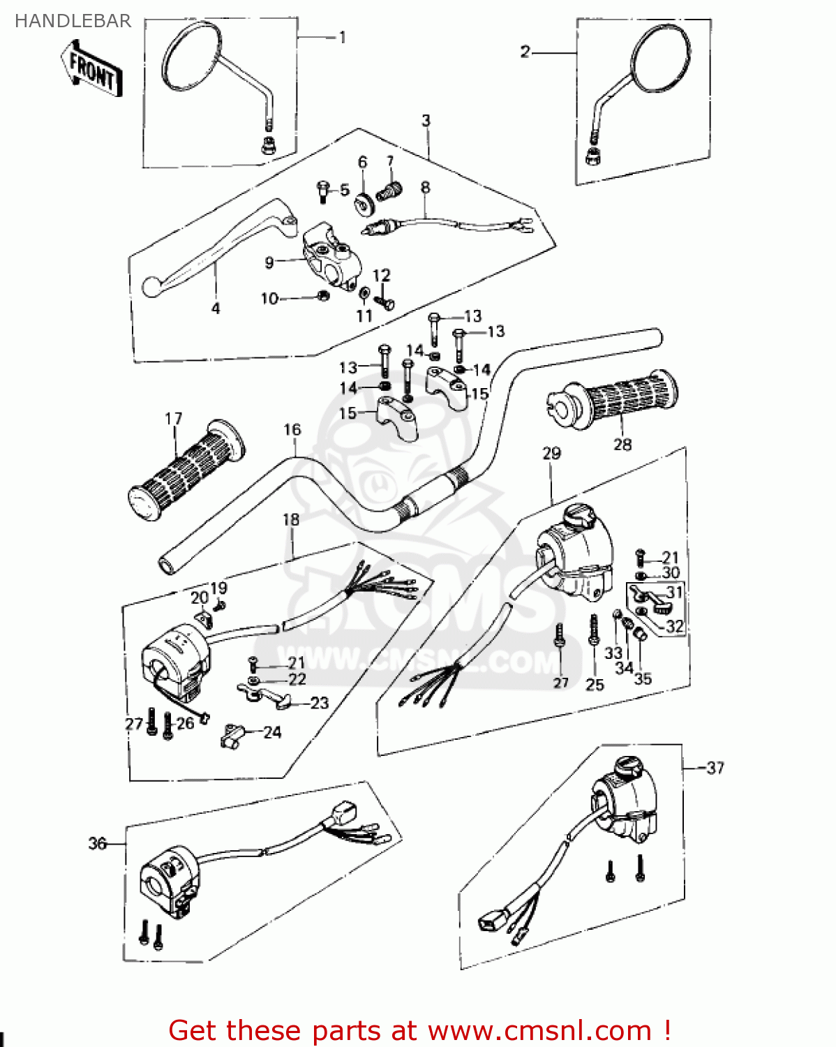 HANDLEBAR KZ650C3 CUSTOM 1979 USA CANADA / MPH KPH