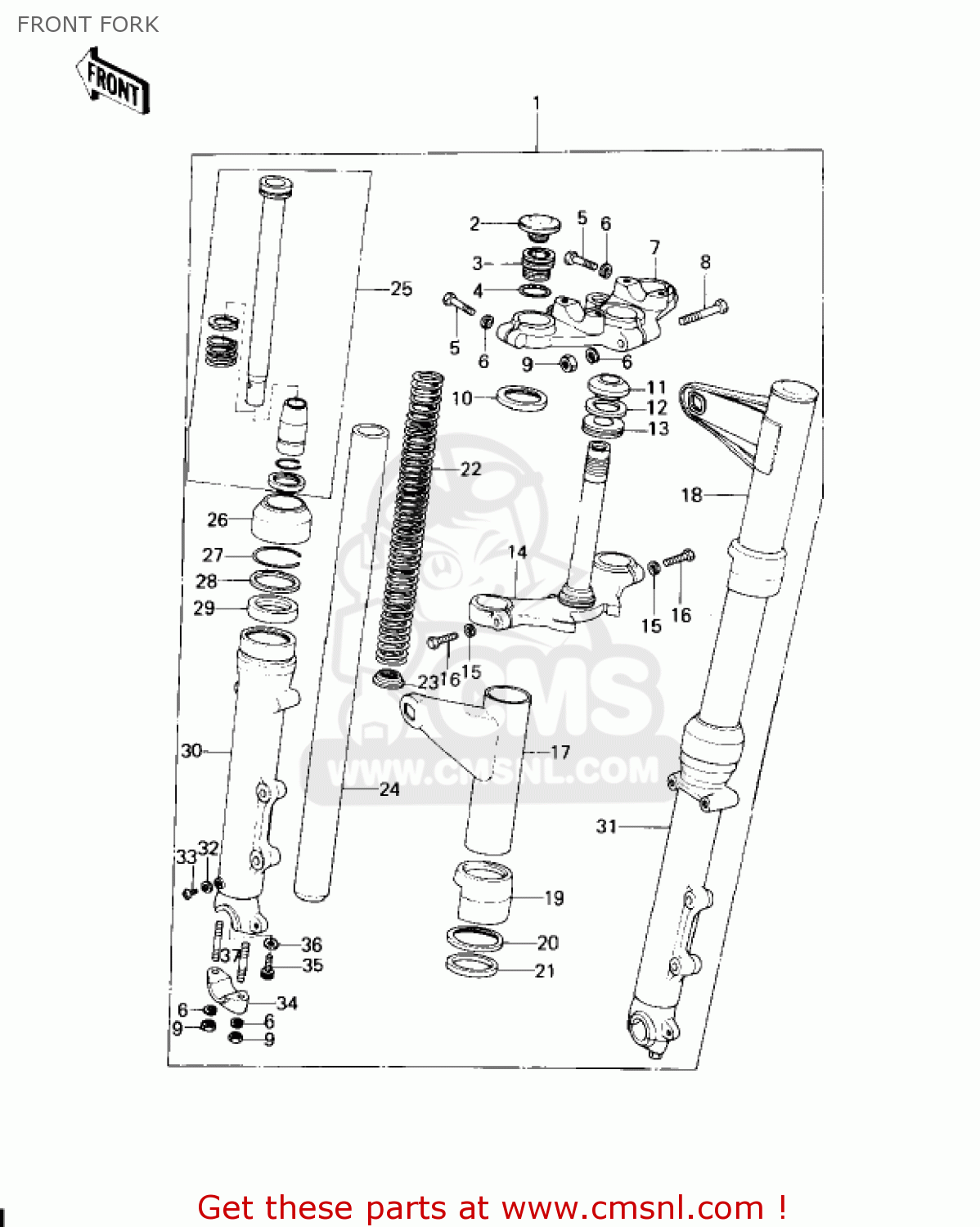 FRONT FORK KZ650C3 CUSTOM 1979 USA CANADA / MPH KPH