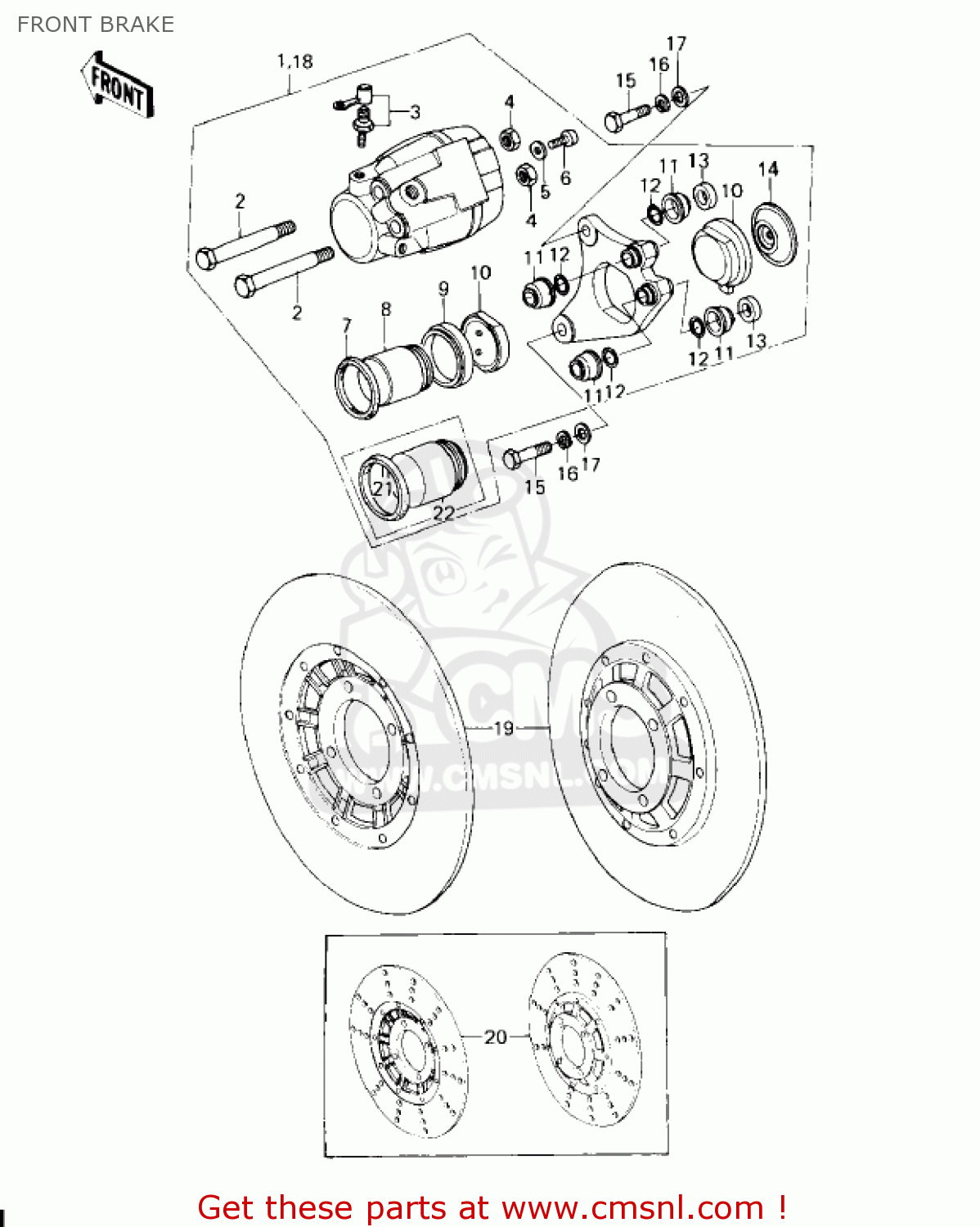 FRONT BRAKE KZ650C3 CUSTOM 1979 USA CANADA / MPH KPH