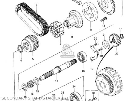 SECONDARY SHAFT/STARTER CLUTCH - KZ650C3 CUSTOM 1979 USA CANADA / MPH KPH