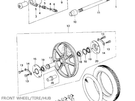 FRONT WHEEL/TIRE/HUB - KZ650C3 CUSTOM 1979 USA CANADA / MPH KPH