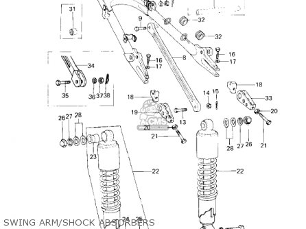 SWING ARM/SHOCK ABSORBERS - KZ650C3 CUSTOM 1979 USA CANADA / MPH KPH