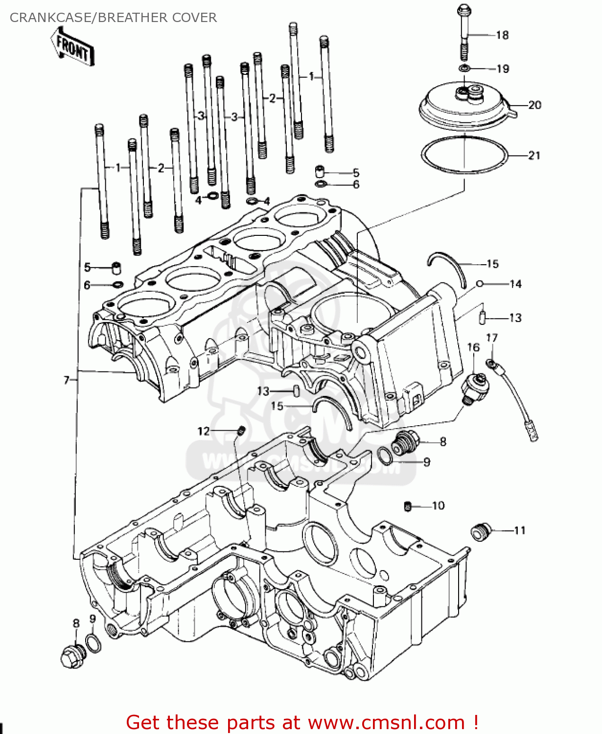 CRANKCASE/BREATHER COVER KZ650D1 SR 1978 USA CANADA