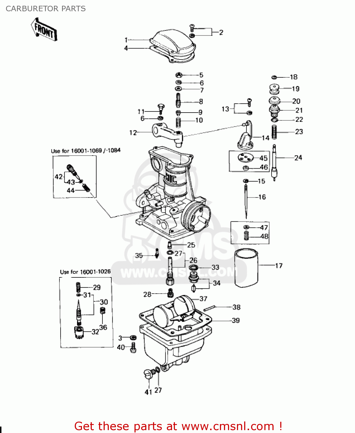 CARBURETOR PARTS KZ650D1 SR 1978 USA CANADA