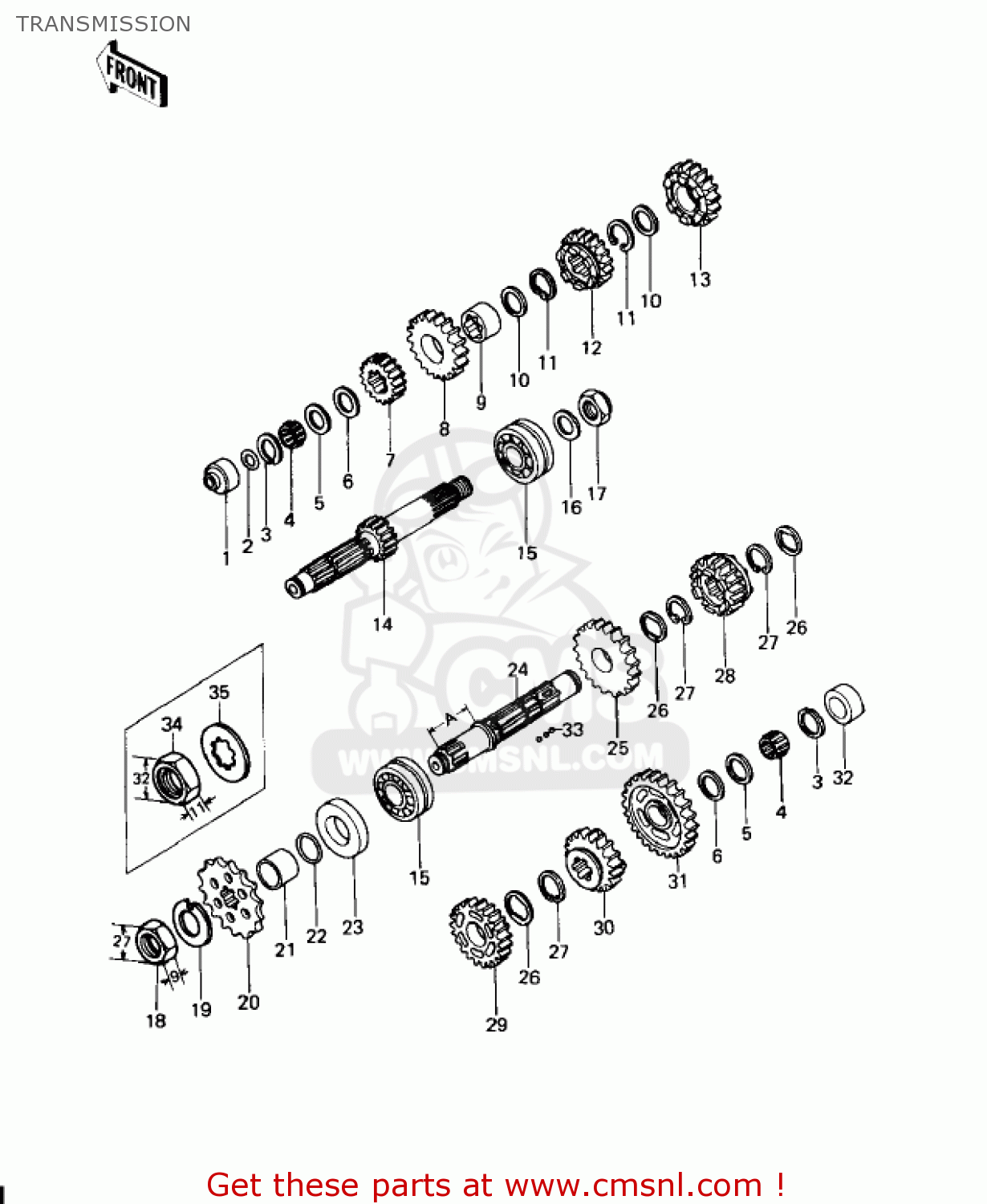 TRANSMISSION KZ650D1 SR 1978 USA CANADA