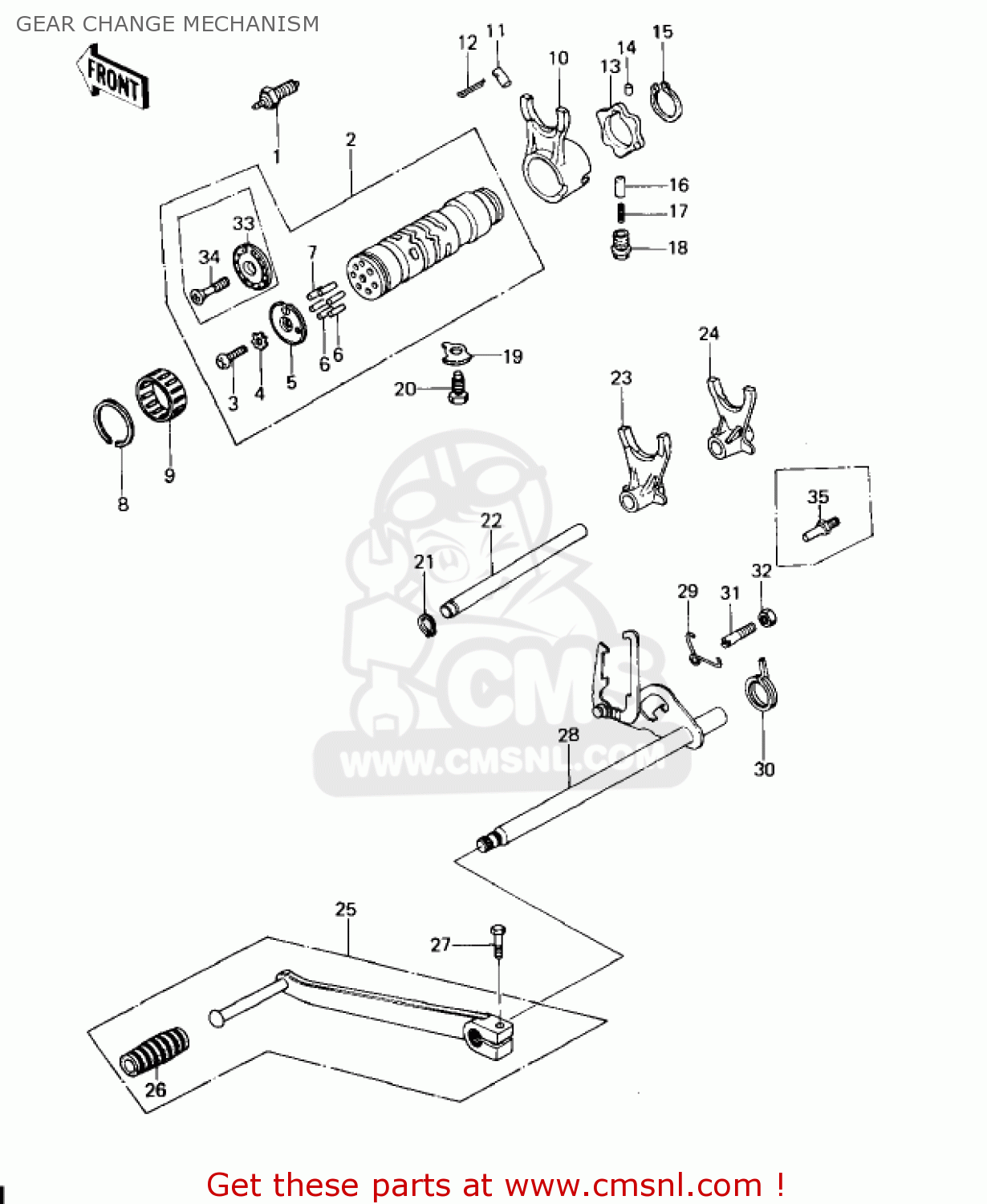 GEAR CHANGE MECHANISM KZ650D1 SR 1978 USA CANADA