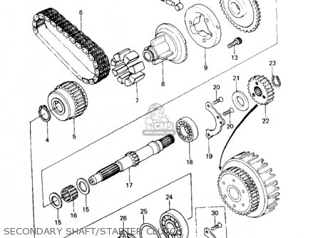 SECONDARY SHAFT/STARTER CLUTCH - KZ650D1 SR 1978 USA CANADA