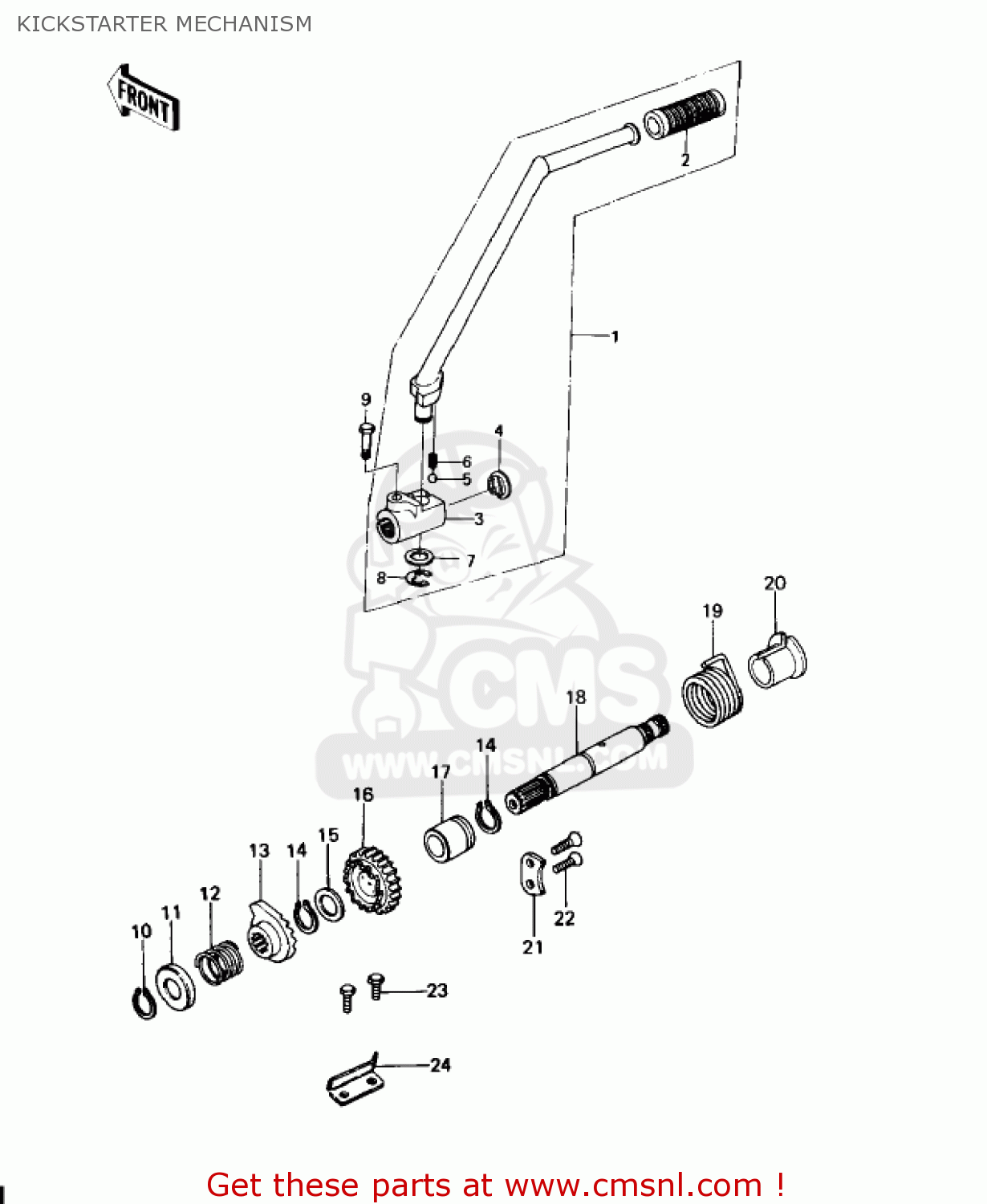 KICKSTARTER MECHANISM KZ650D1A SR 1978 USA CANADA