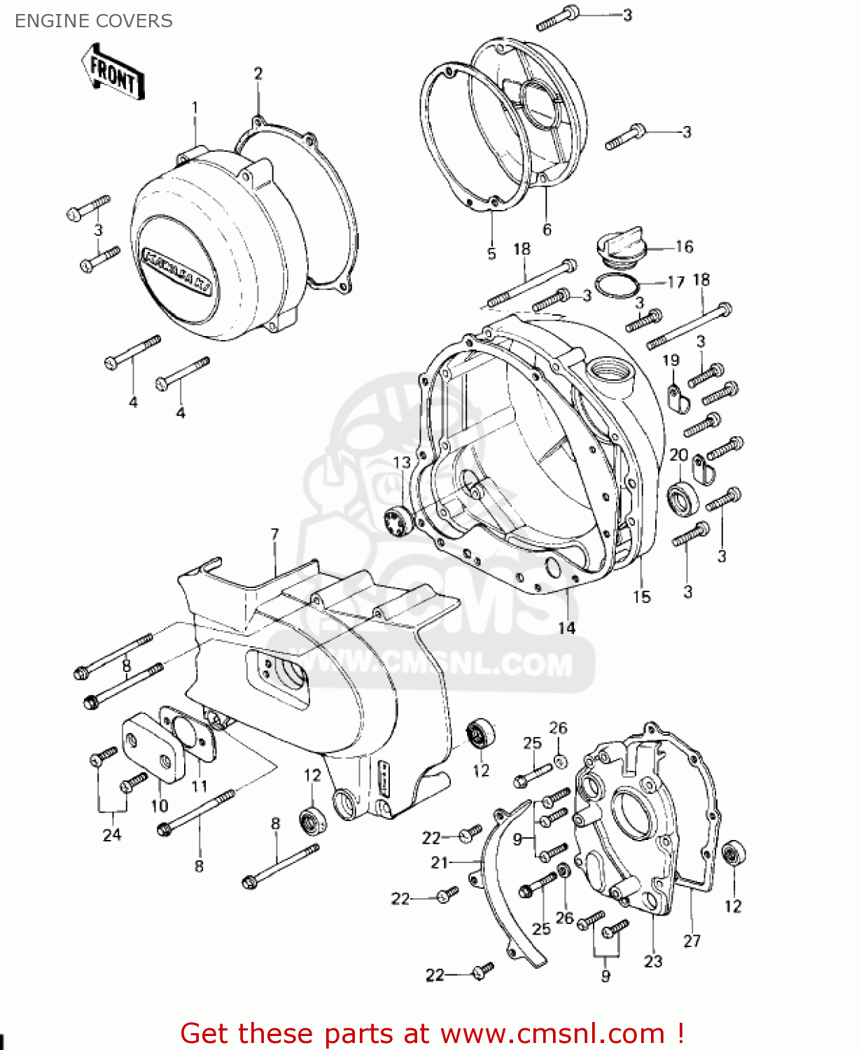 ENGINE COVERS KZ650D1A SR 1978 USA CANADA