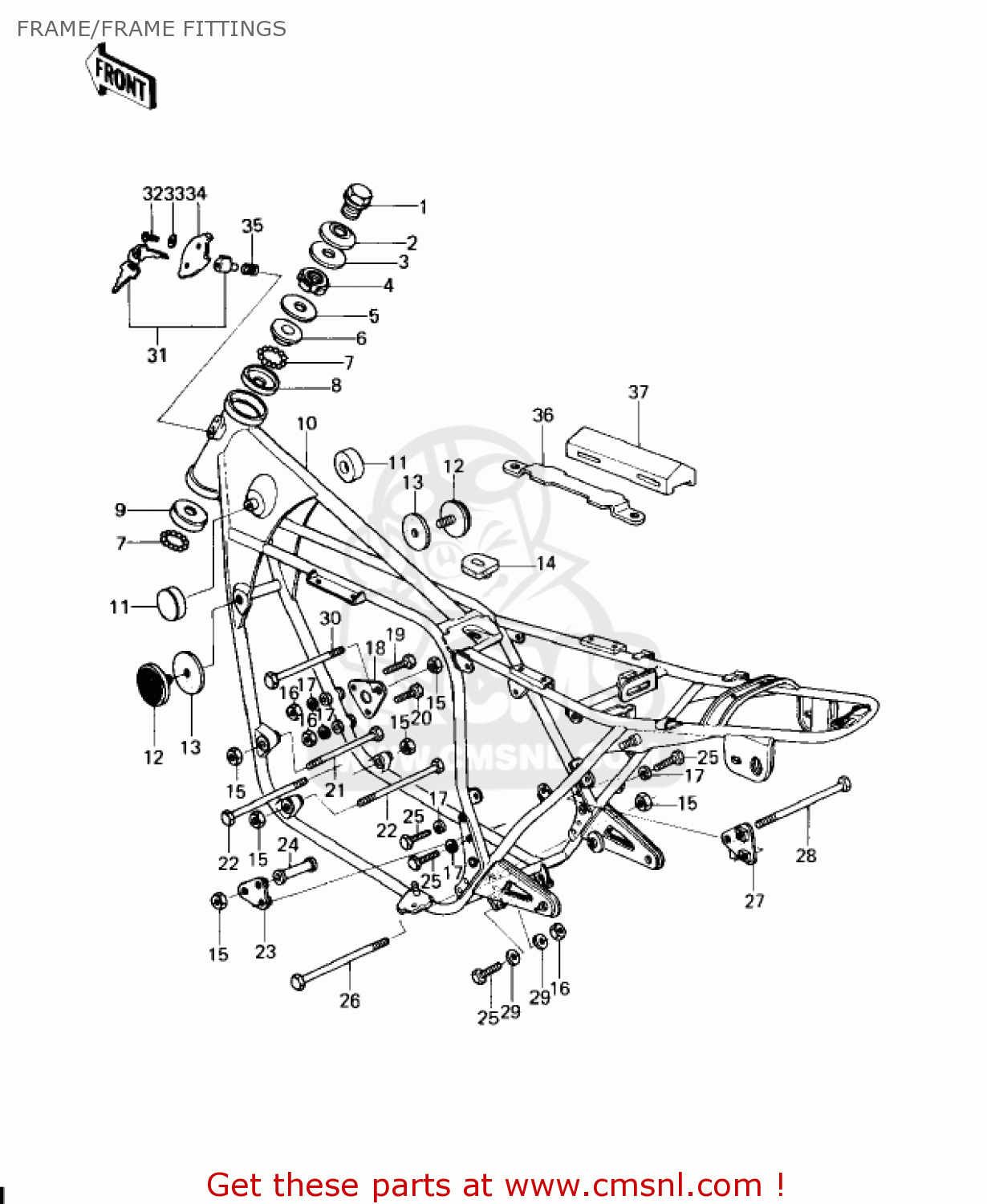 FRAME/FRAME FITTINGS KZ650D1A SR 1978 USA CANADA
