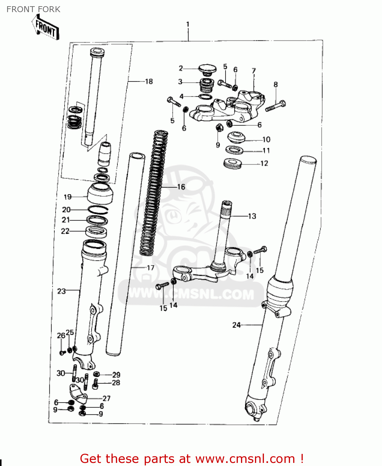 FRONT FORK KZ650D1A SR 1978 USA CANADA