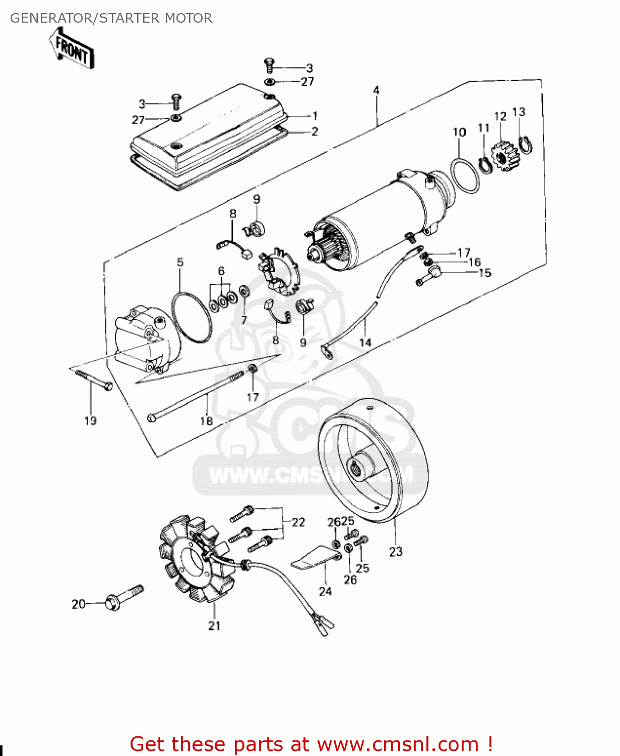 GENERATOR/STARTER MOTOR KZ650D1A SR 1978 USA CANADA