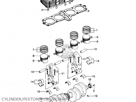 CYLINDER/PISTONS/CRANKSHAFT - KZ650D1A SR 1978 USA CANADA
