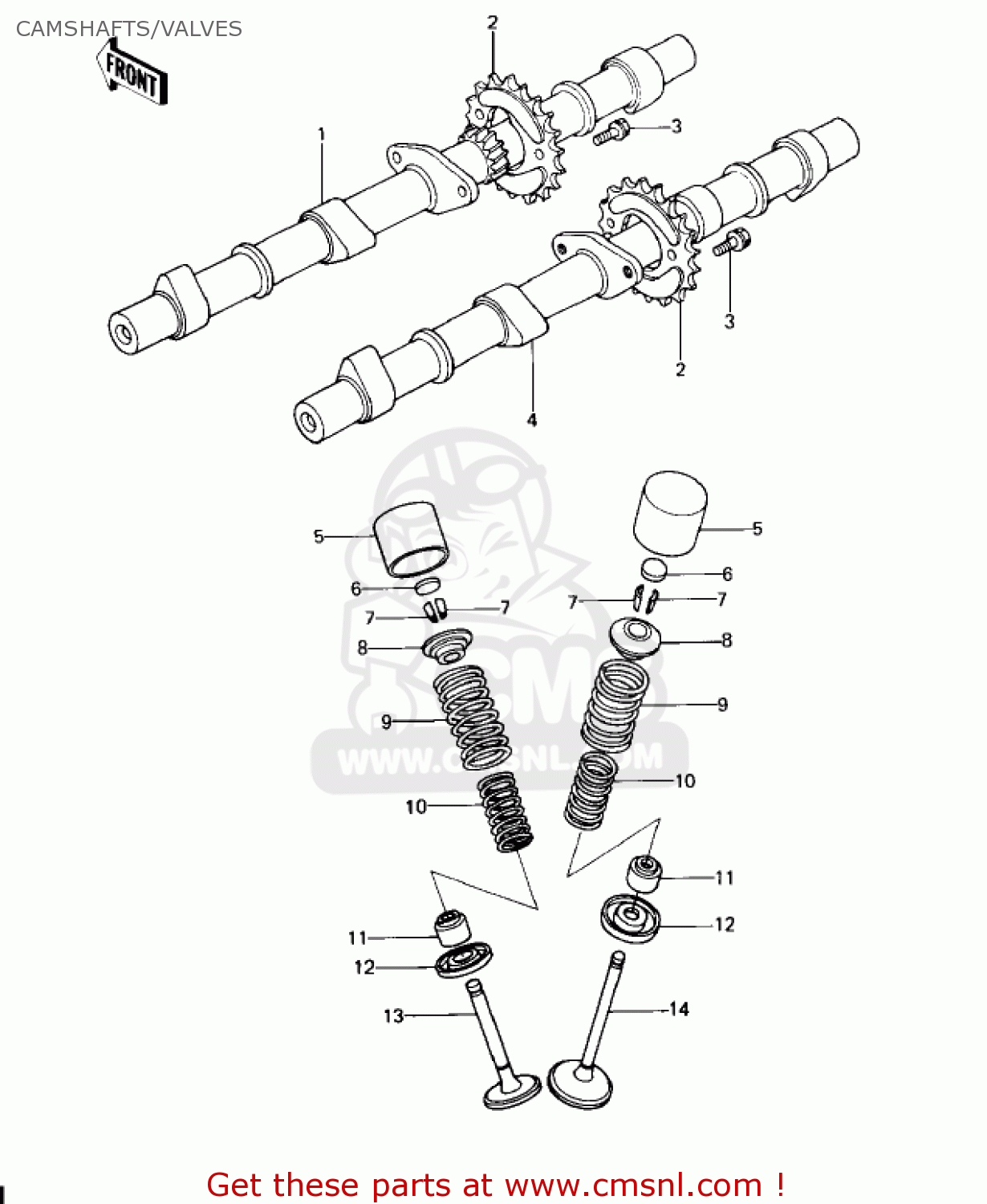 CAMSHAFTS/VALVES KZ650D2 SR 1979 USA CANADA