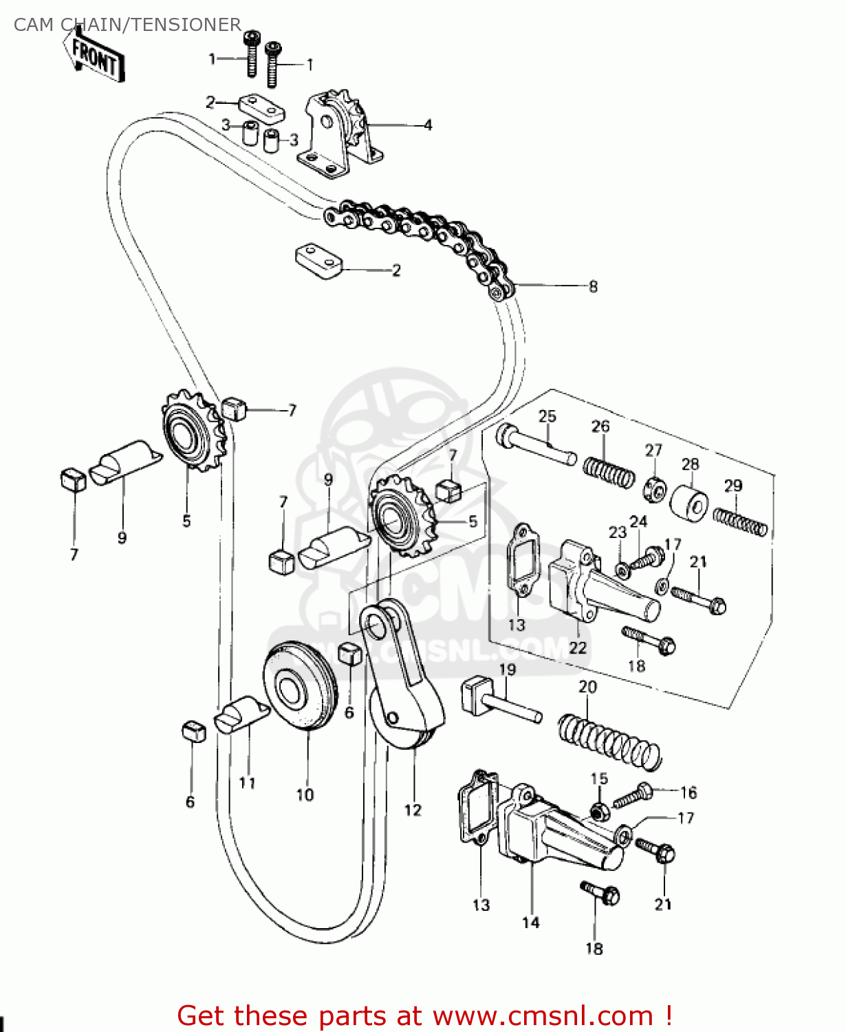 CAM CHAIN/TENSIONER KZ650D2 SR 1979 USA CANADA