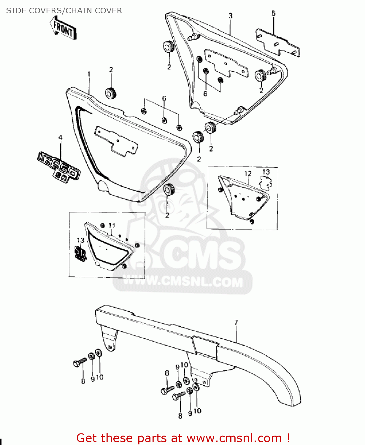 SIDE COVERS/CHAIN COVER KZ650D2 SR 1979 USA CANADA