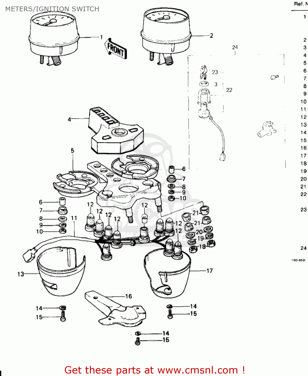 METERS/IGNITION SWITCH KZ650D2 SR 1979 USA CANADA