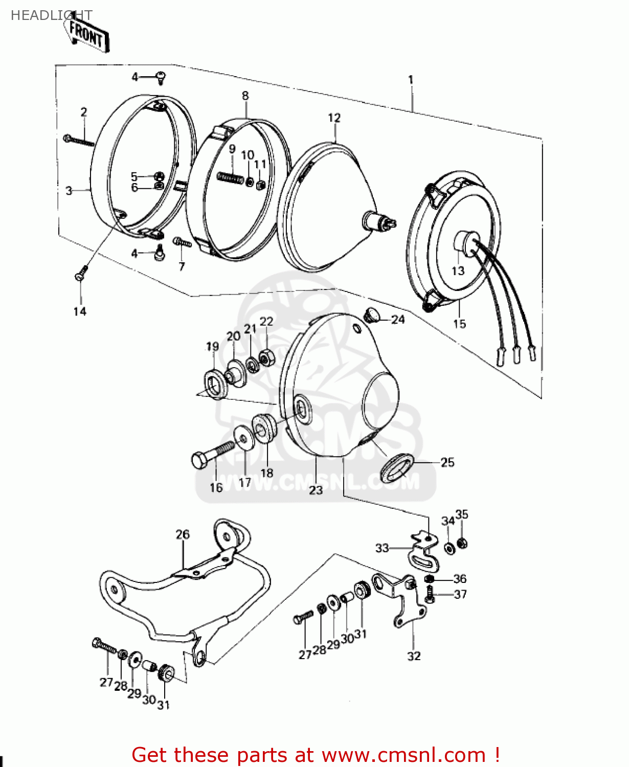 HEADLIGHT KZ650D2 SR 1979 USA CANADA