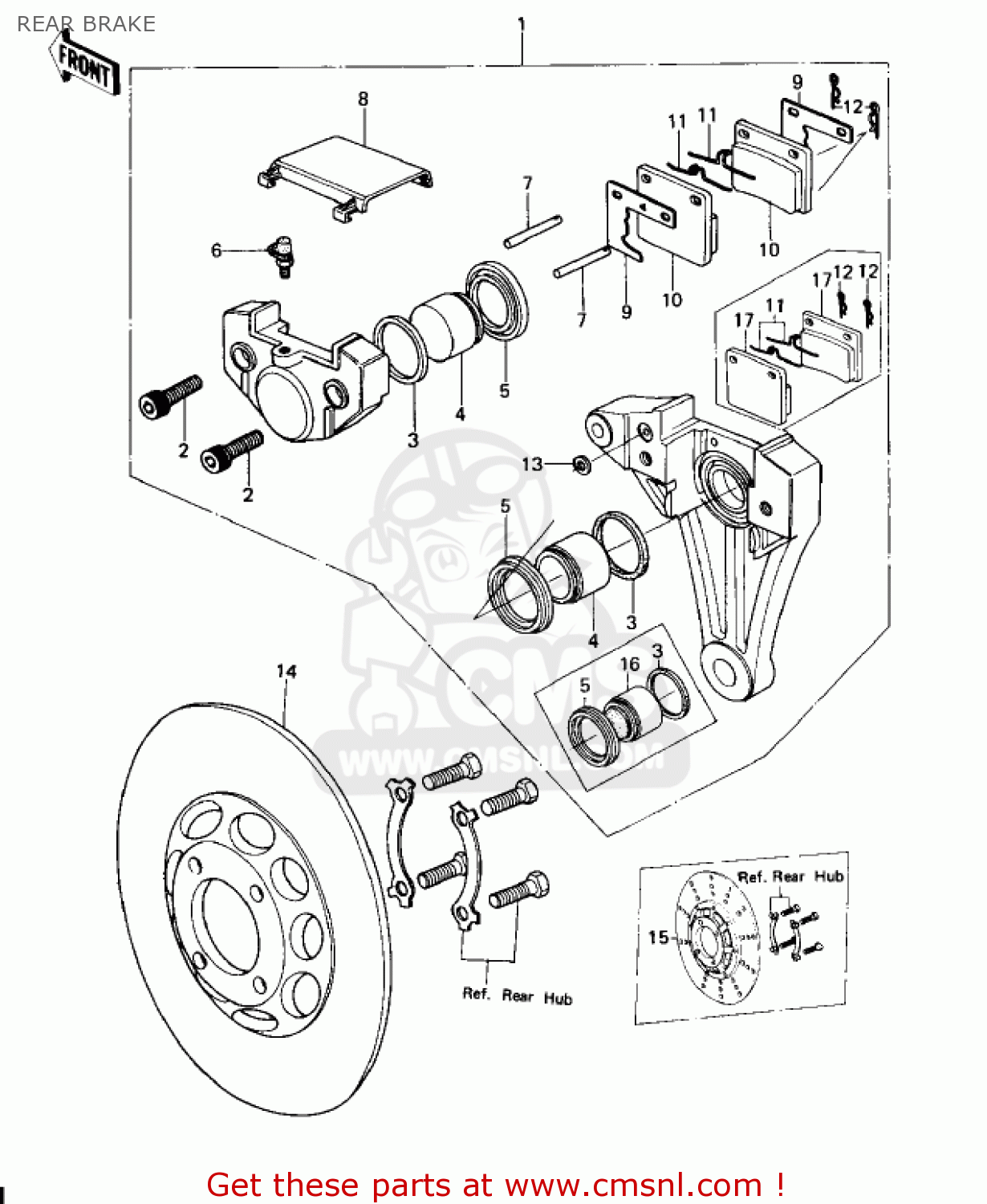 REAR BRAKE KZ650D2 SR 1979 USA CANADA