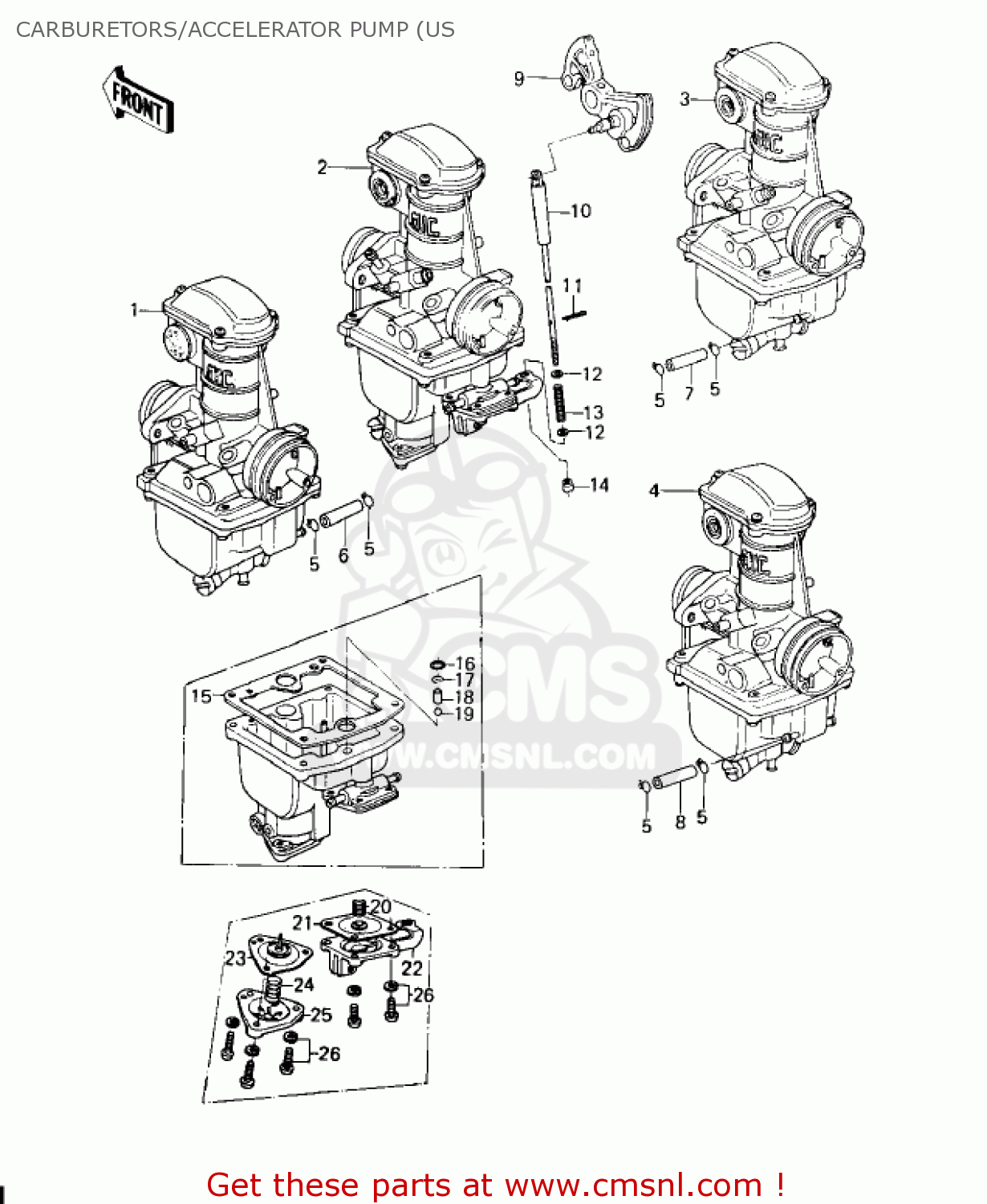 CARBURETORS/ACCELERATOR PUMP (US KZ650D2 SR 1979 USA CANADA
