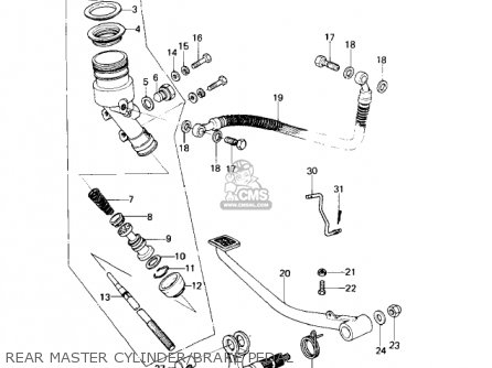 REAR MASTER CYLINDER/BRAKE PEDAL - KZ650D2 SR 1979 USA CANADA