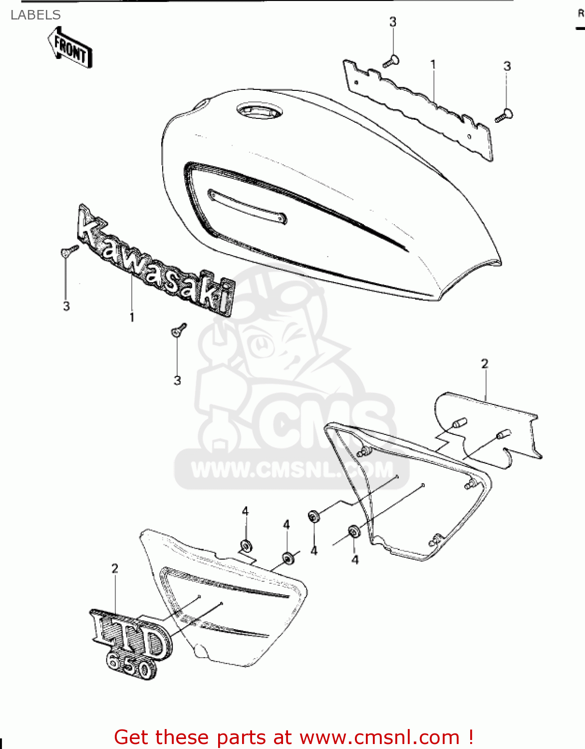 LABELS KZ650E1 LTD 1980 USA / MPH