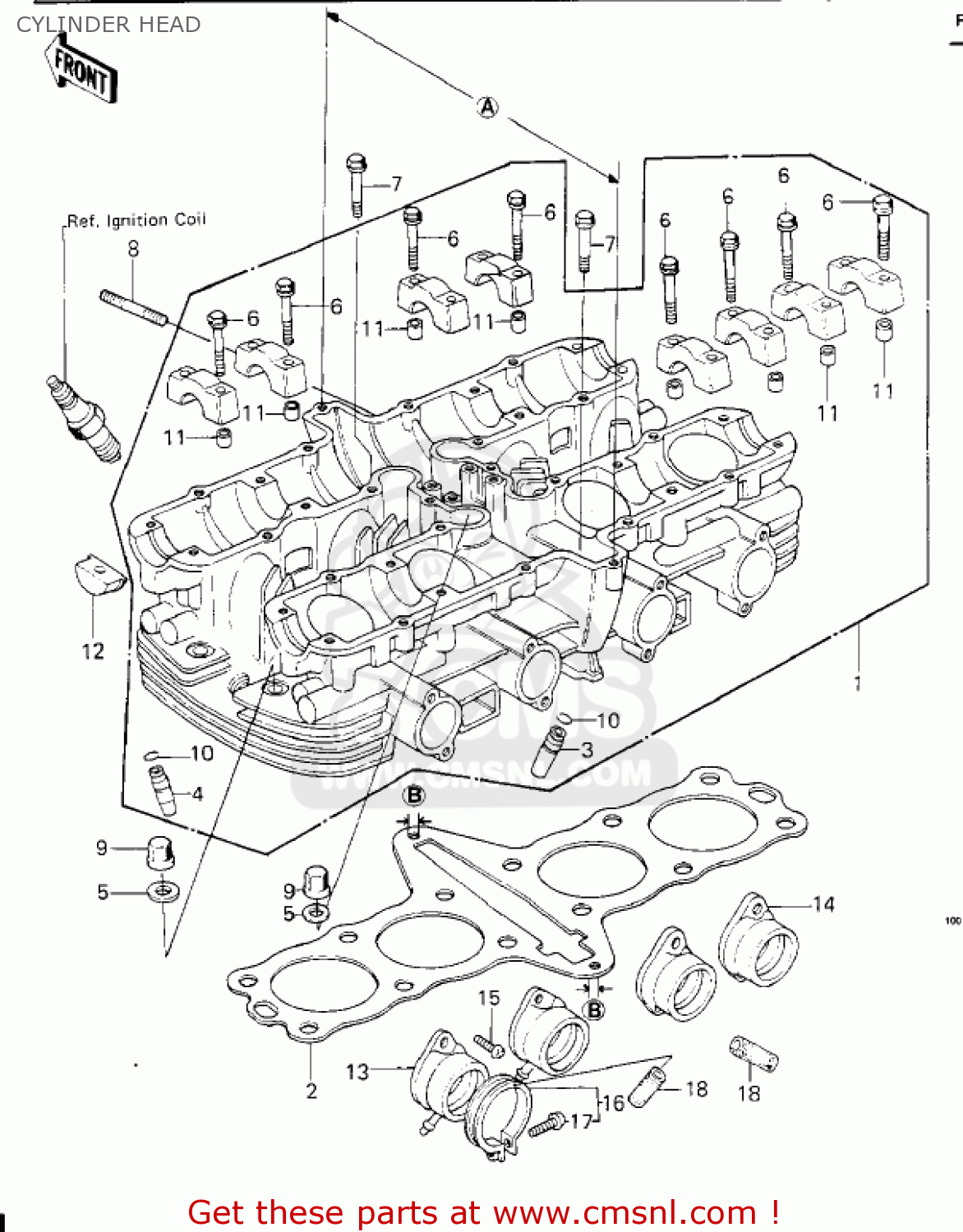 CYLINDER HEAD KZ650E1 LTD 1980 USA / MPH