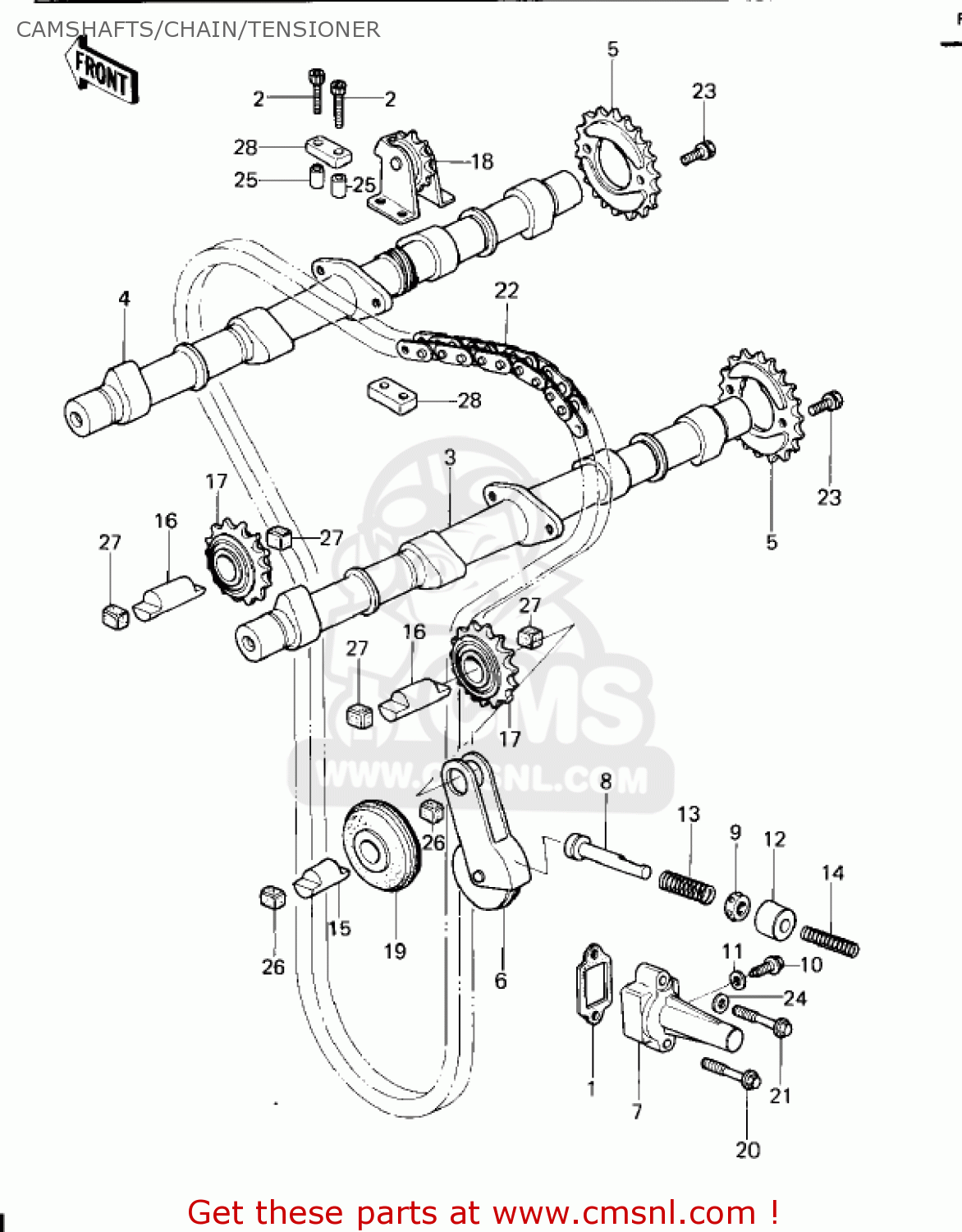 CAMSHAFTS/CHAIN/TENSIONER KZ650E1 LTD 1980 USA / MPH