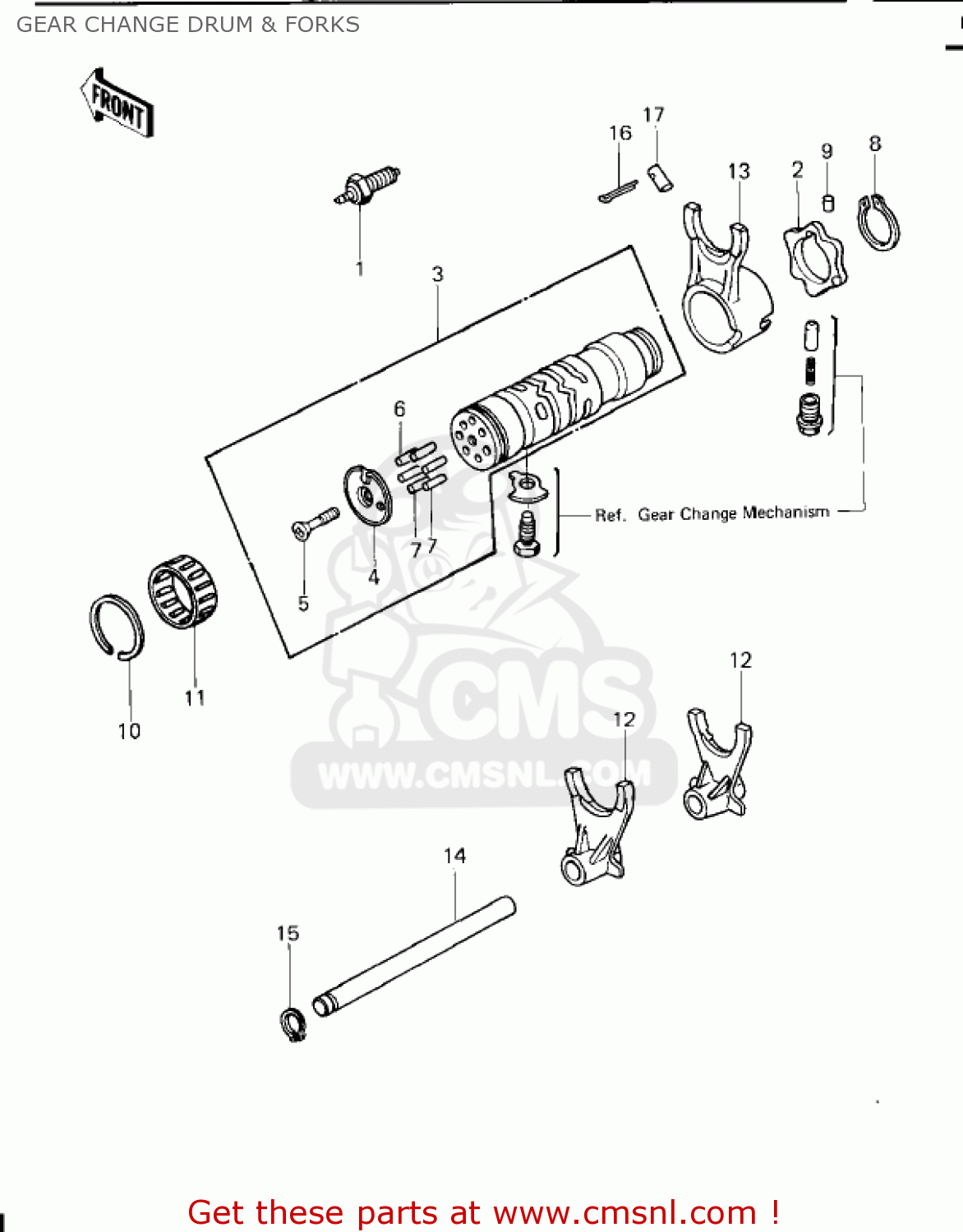 GEAR CHANGE DRUM & FORKS KZ650E1 LTD 1980 USA / MPH