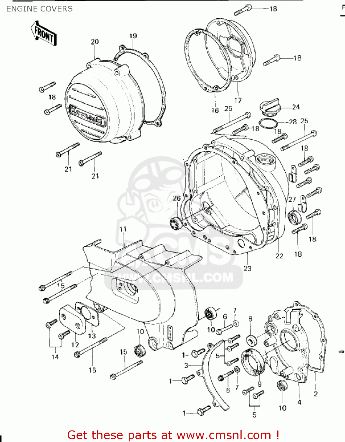 ENGINE COVERS KZ650E1 LTD 1980 USA / MPH