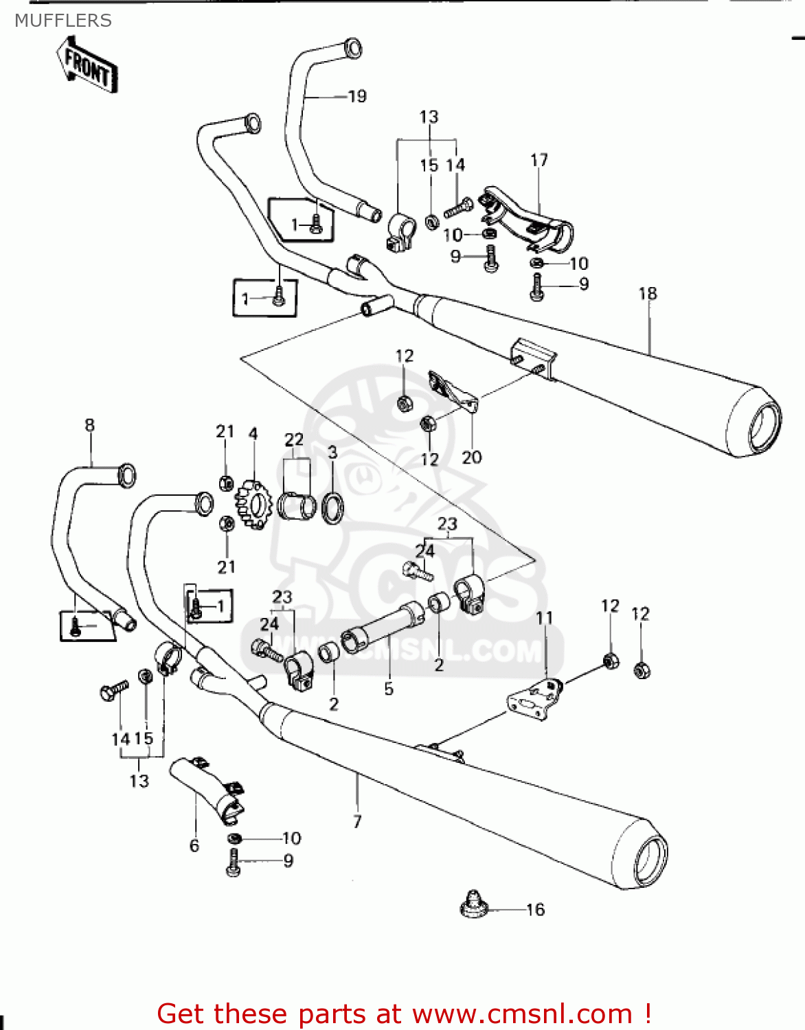 MUFFLERS KZ650E1 LTD 1980 USA / MPH