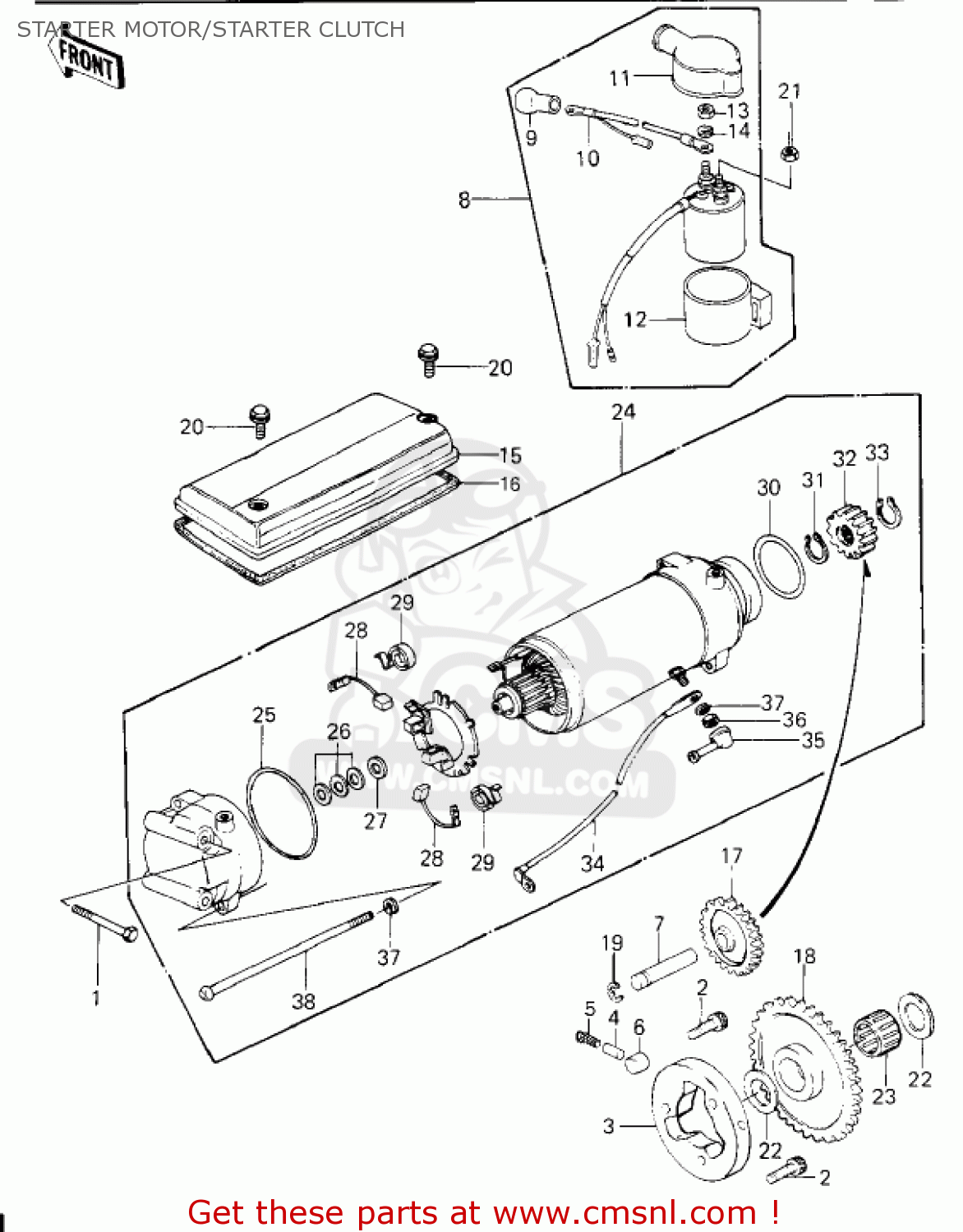 STARTER MOTOR/STARTER CLUTCH KZ650E1 LTD 1980 USA / MPH