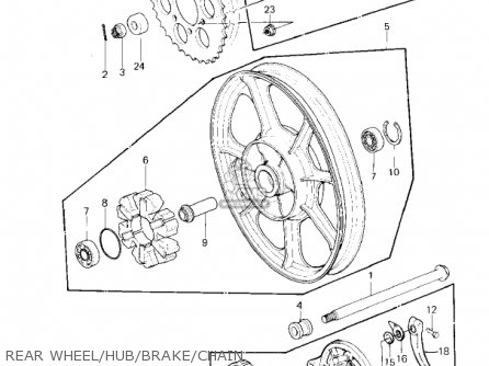 REAR WHEEL/HUB/BRAKE/CHAIN - KZ650E1 LTD 1980 USA / MPH