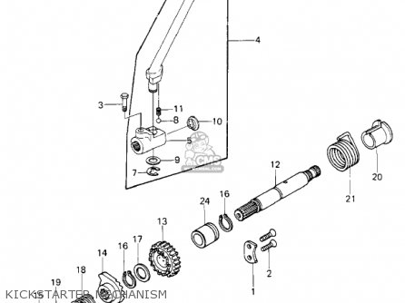 KICKSTARTER MECHANISM - KZ650E1 LTD 1980 USA / MPH
