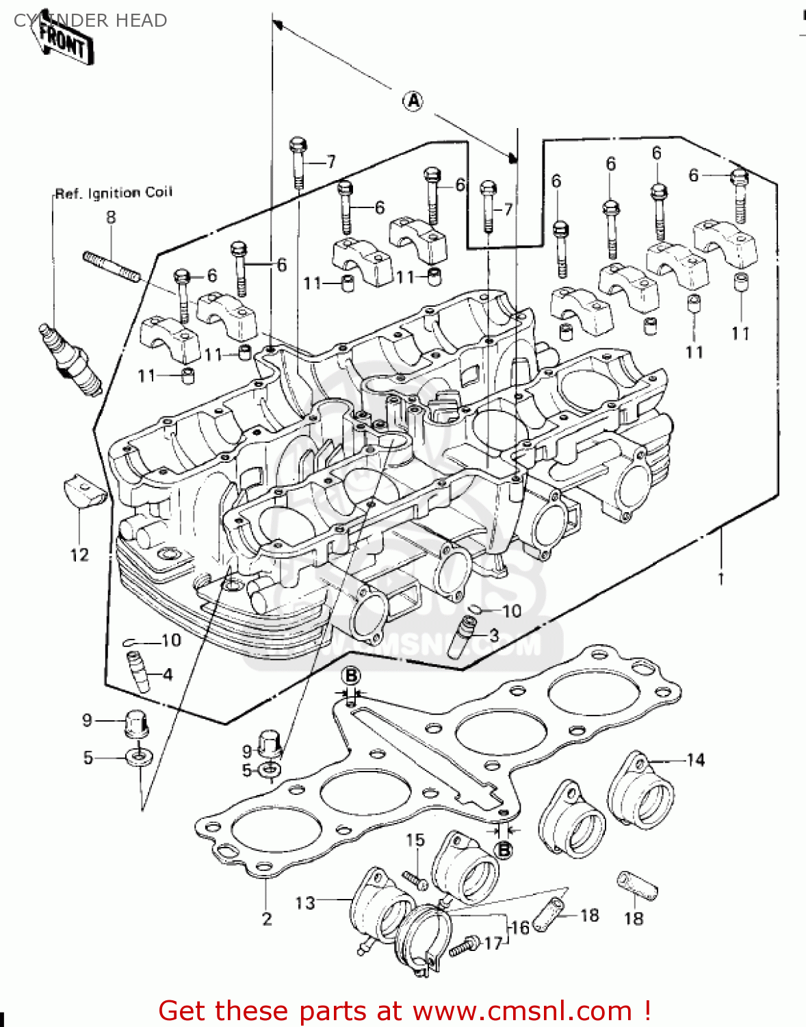 CYLINDER HEAD KZ650F1 1980 USA CANADA