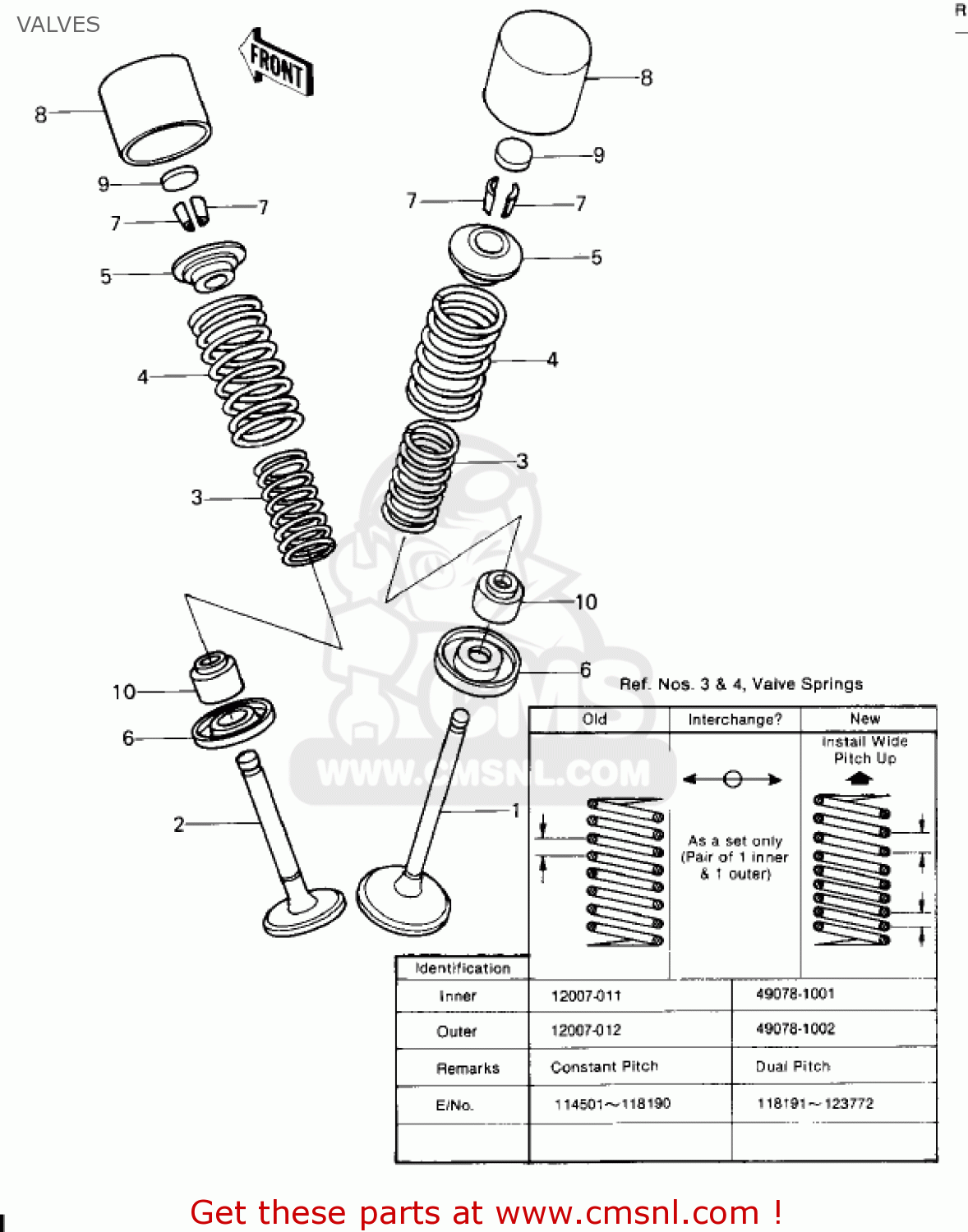 VALVES KZ650F1 1980 USA CANADA