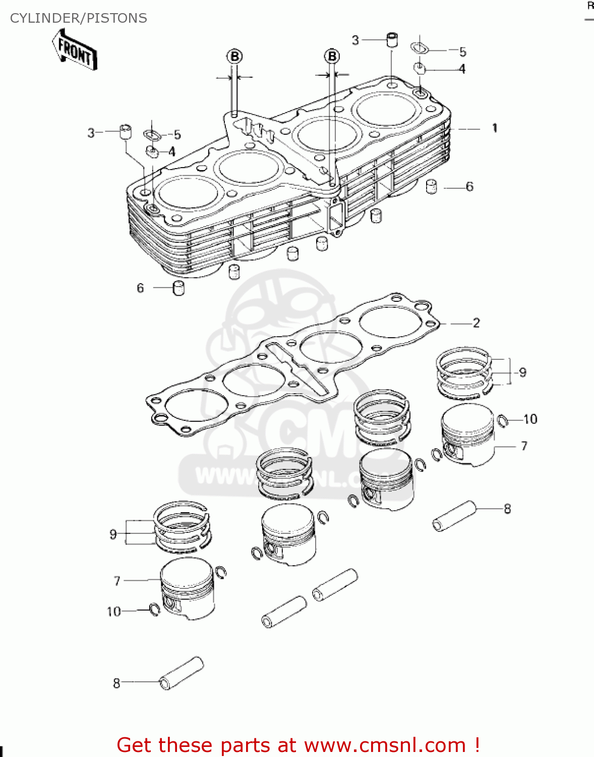 CYLINDER/PISTONS KZ650F1 1980 USA CANADA