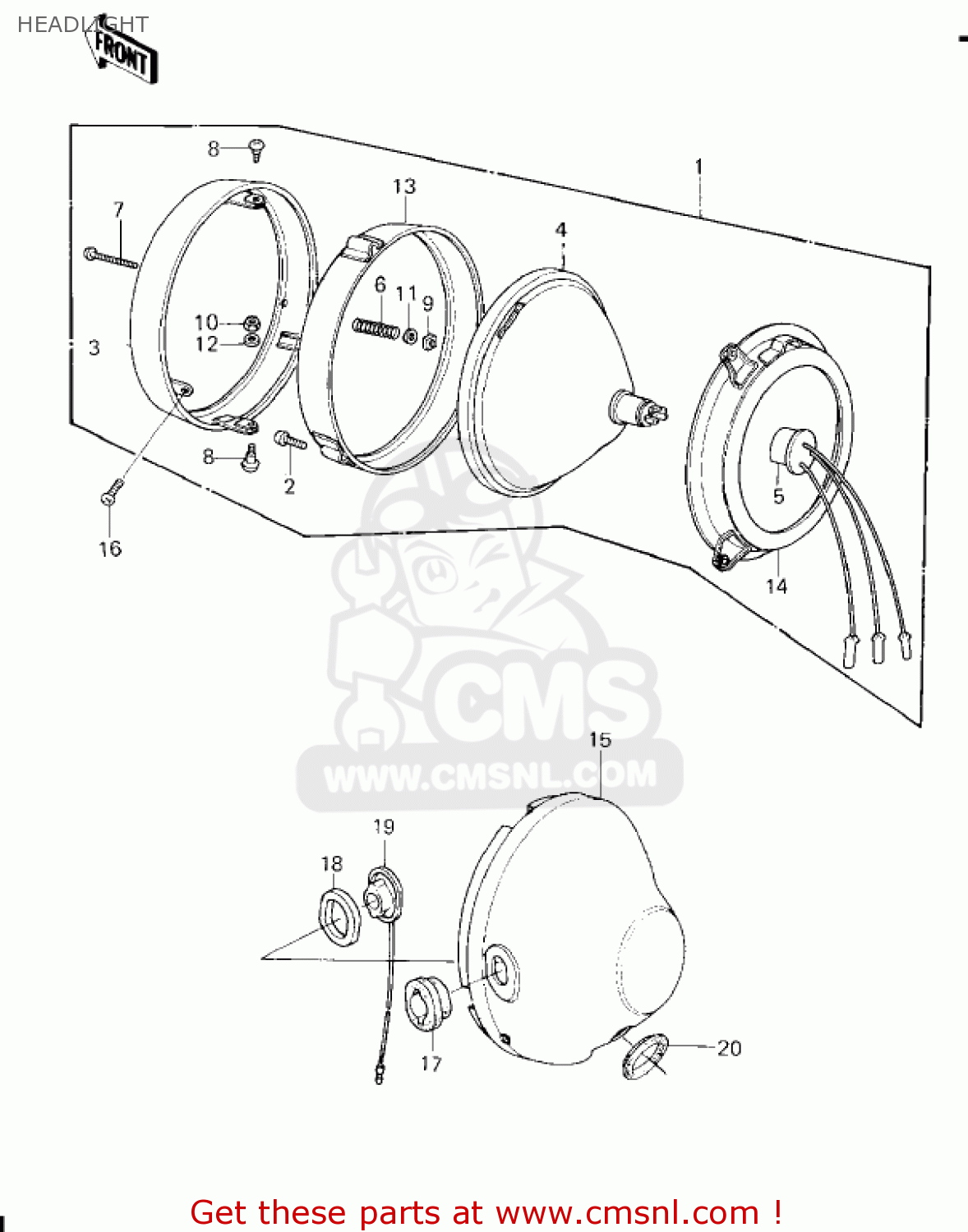 HEADLIGHT KZ650F1 1980 USA CANADA