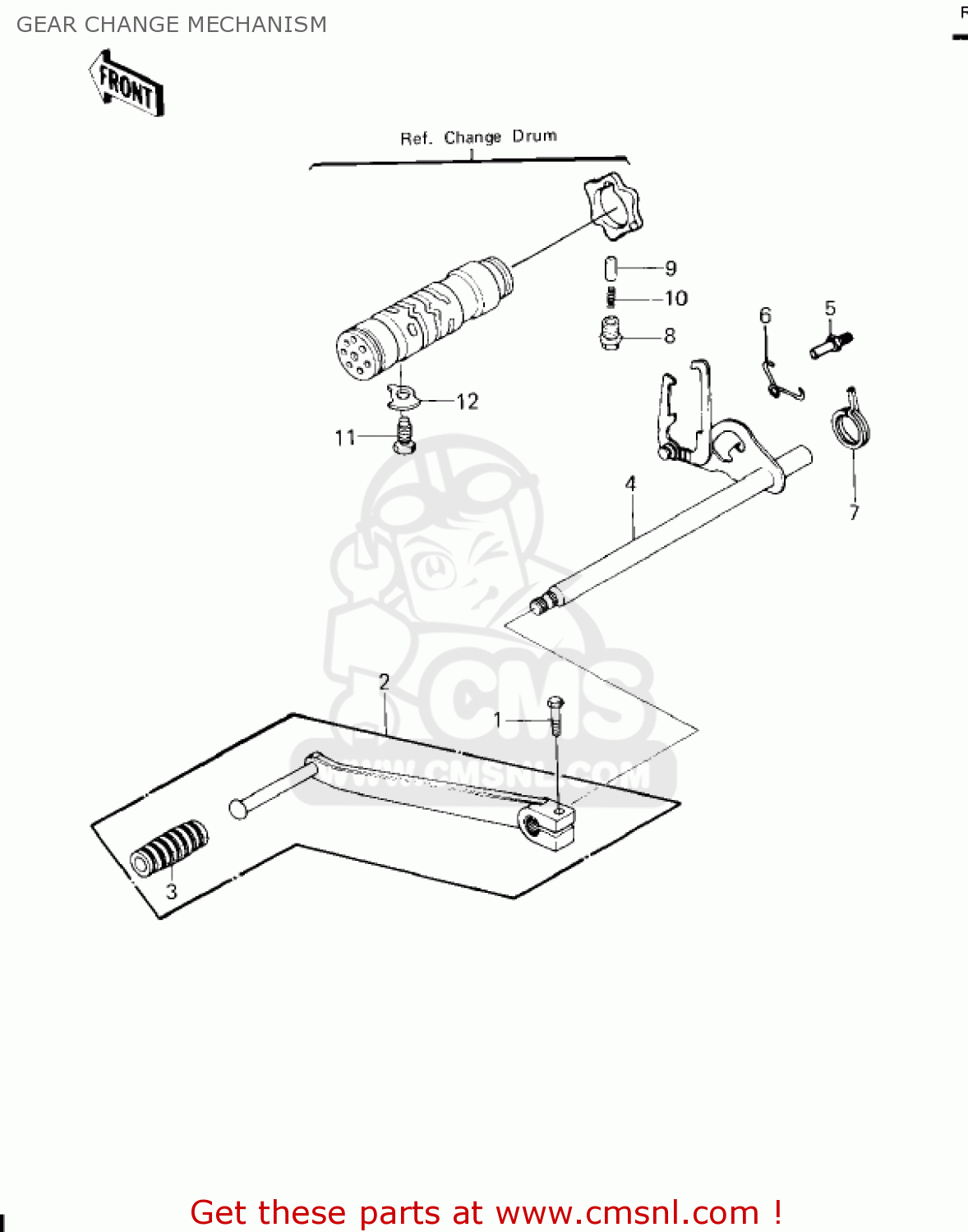 GEAR CHANGE MECHANISM KZ650F1 1980 USA CANADA