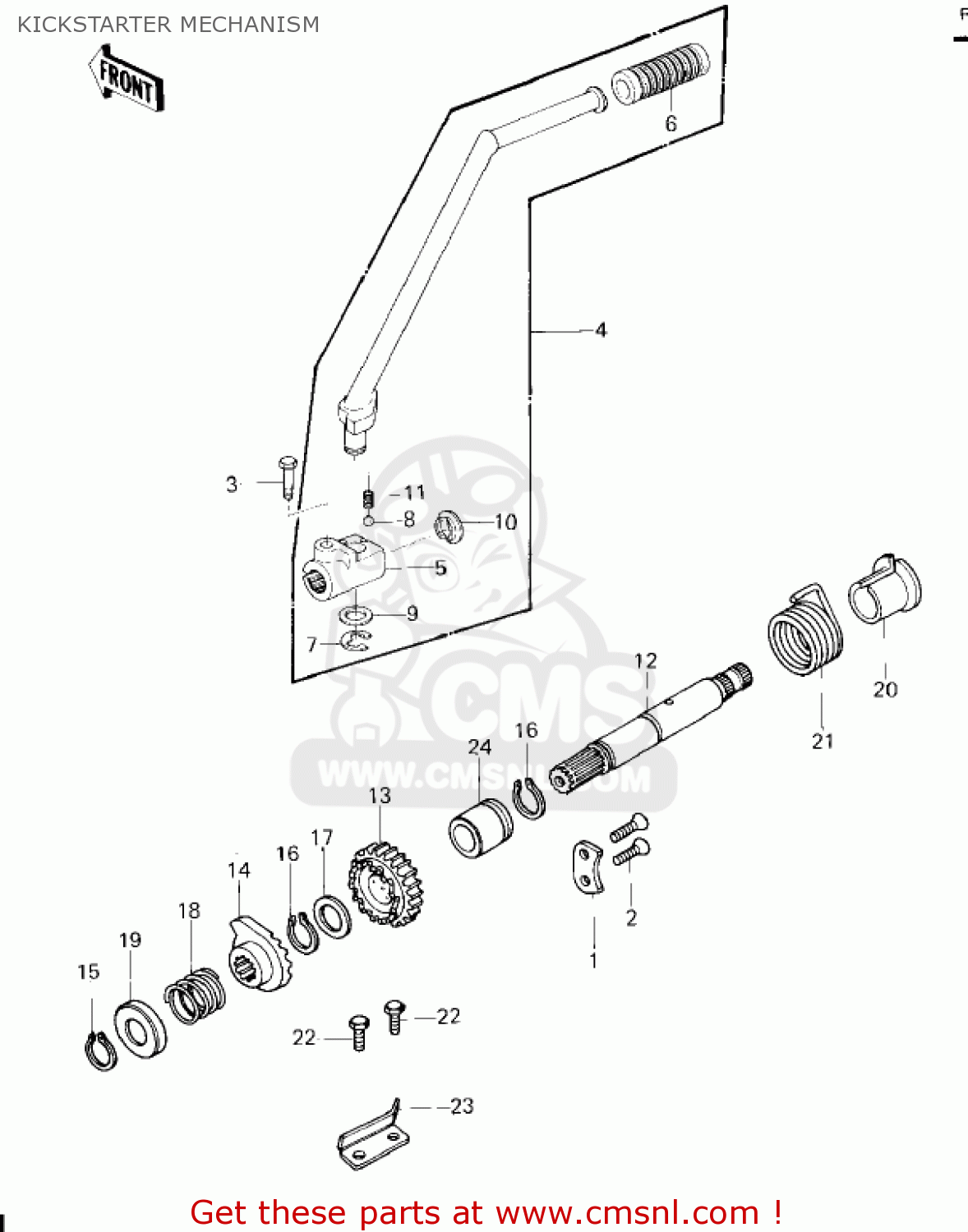 KICKSTARTER MECHANISM KZ650F1 1980 USA CANADA