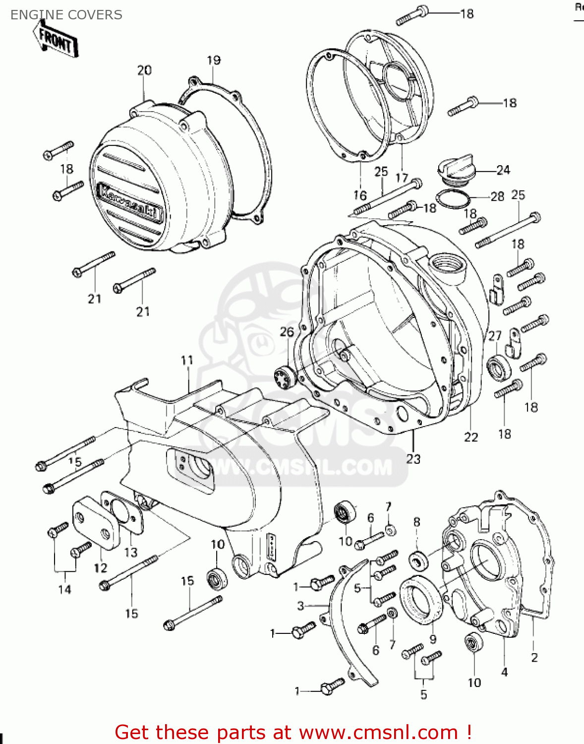 ENGINE COVERS KZ650F1 1980 USA CANADA