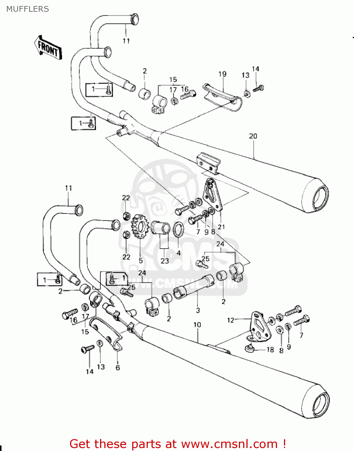MUFFLERS KZ650F1 1980 USA CANADA