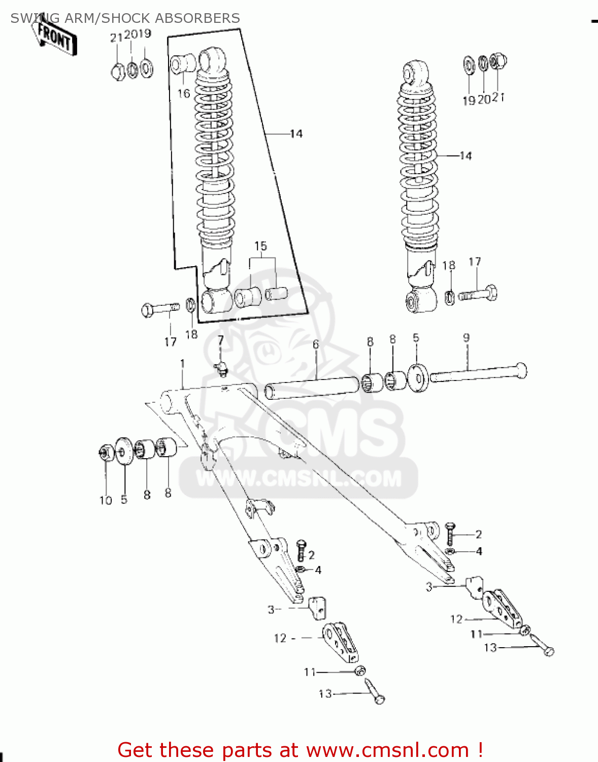 SWING ARM/SHOCK ABSORBERS KZ650F1 1980 USA CANADA