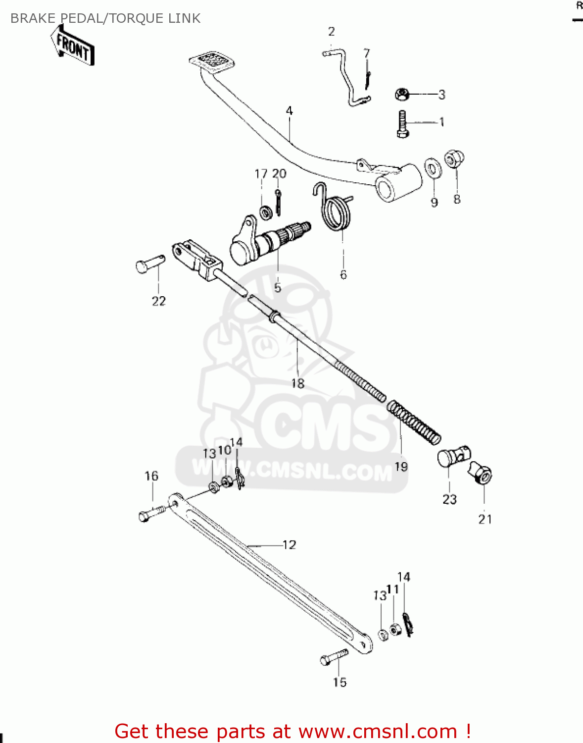 BRAKE PEDAL/TORQUE LINK KZ650F1 1980 USA CANADA